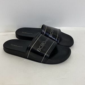 BCBGeneration Women's Black Logo Flip Flop Slides Slippers Size 10